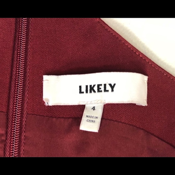 Likely Kingsbury Garnet Long Crepe Evening Gown Dress with Front Slit - Picture 9 of 15